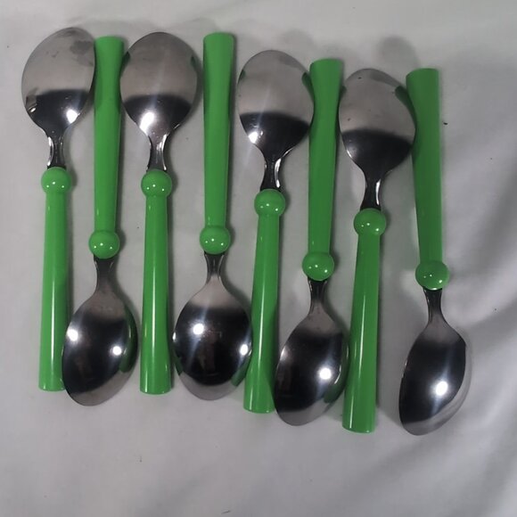 IKEA Grammatik Green 8 Lot Set Vintage Stainless Flatware Cutlery Spoon Utensils - Picture 8 of 15